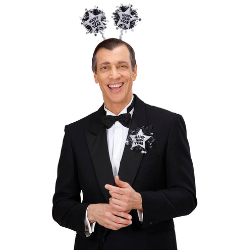 e-carnavalskleding-SYK Broche Happy New Year zilver