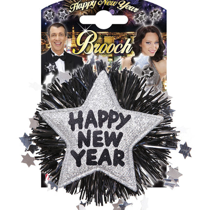 e-carnavalskleding-SYK Broche Happy New Year zilver