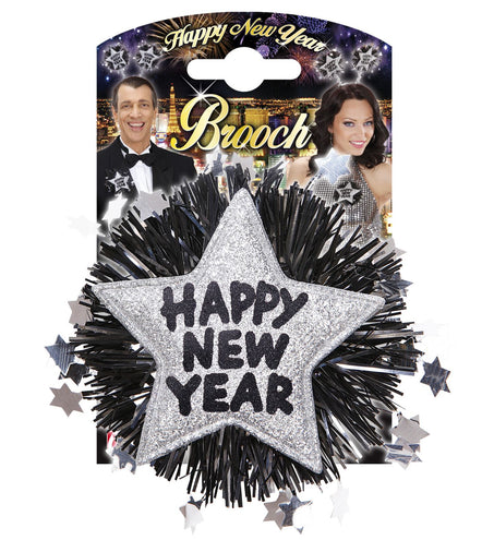 e-carnavalskleding-SYK Broche Happy New Year zilver