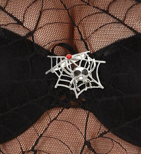 e-carnavalskleding-SYK Broche spinnenweb met spinnen