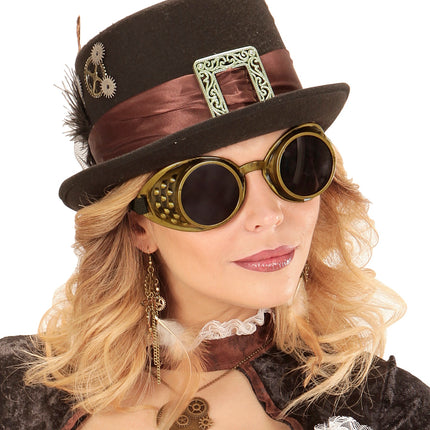 e-carnavalskleding-SYK Bronze steampunk stof bril
