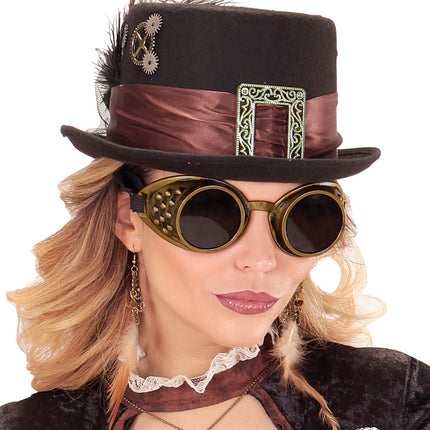 e-carnavalskleding-SYK Bronze steampunk stof bril