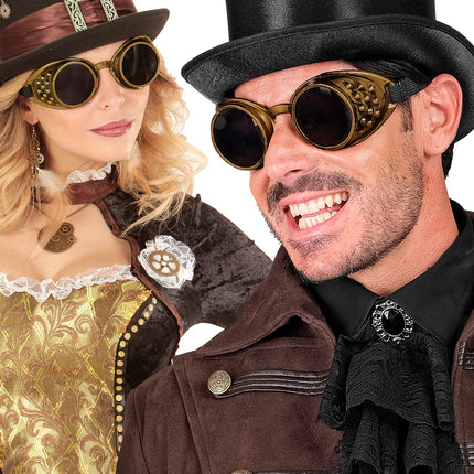 e-carnavalskleding-SYK Bronze steampunk stof bril
