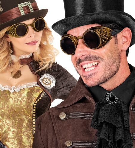 e-carnavalskleding-SYK Bronze steampunk stof bril