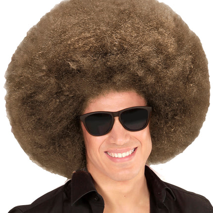 e-carnavalskleding-SYK Bruine afro pruik