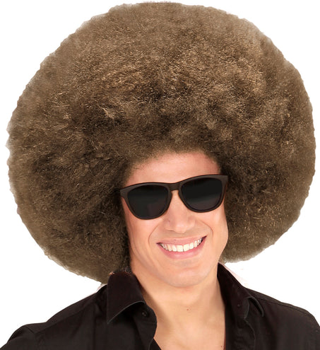 e-carnavalskleding-SYK Bruine afro pruik