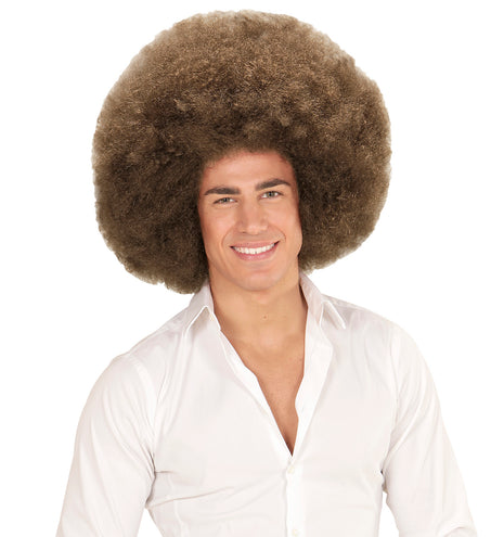 e-carnavalskleding-SYK Bruine afro pruik