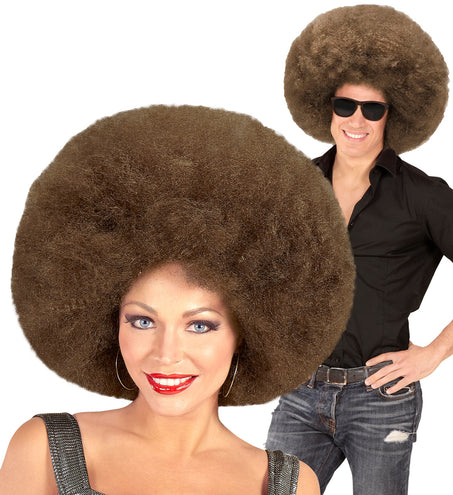 e-carnavalskleding-SYK Bruine afro pruik