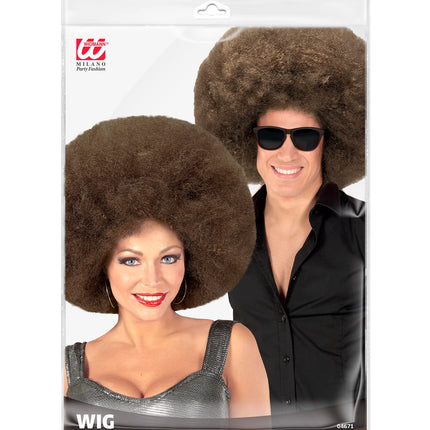e-carnavalskleding-SYK Bruine afro pruik