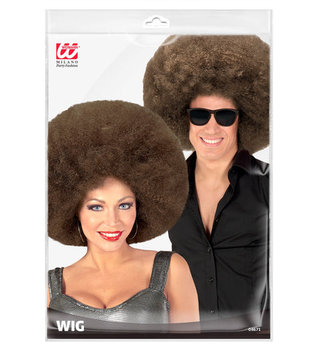 e-carnavalskleding-SYK Bruine afro pruik