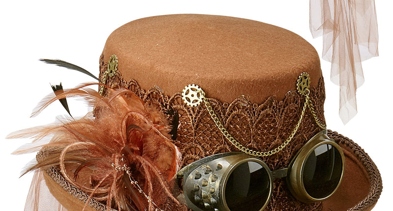 e-carnavalskleding-SYK Bruine hoge hoed Steampunk