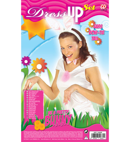 e-carnavalskleding-SYK Bunny oren met staart en strik roze wit
