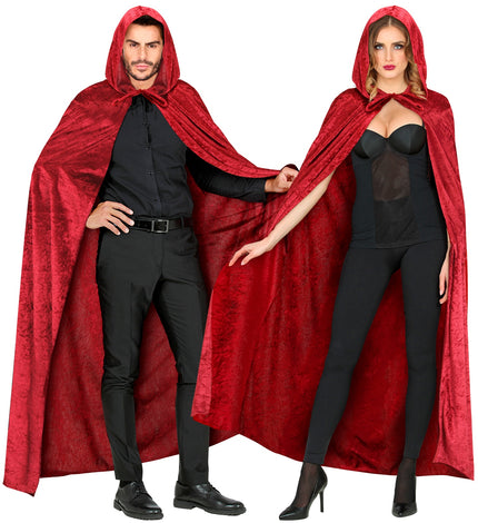 e-carnavalskleding-SYK Cape rood / bordeaux met capuchon 150cm