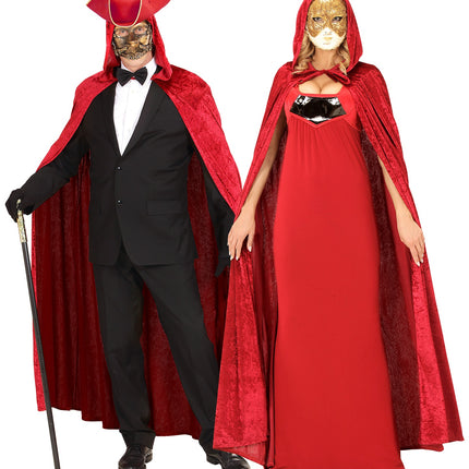 e-carnavalskleding-SYK Cape rood / bordeaux met capuchon 150cm