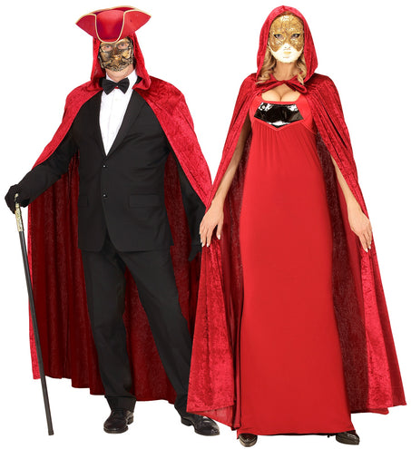 e-carnavalskleding-SYK Cape rood / bordeaux met capuchon 150cm
