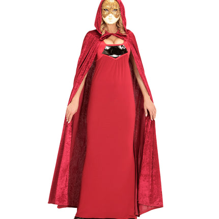 e-carnavalskleding-SYK Cape rood / bordeaux met capuchon 150cm