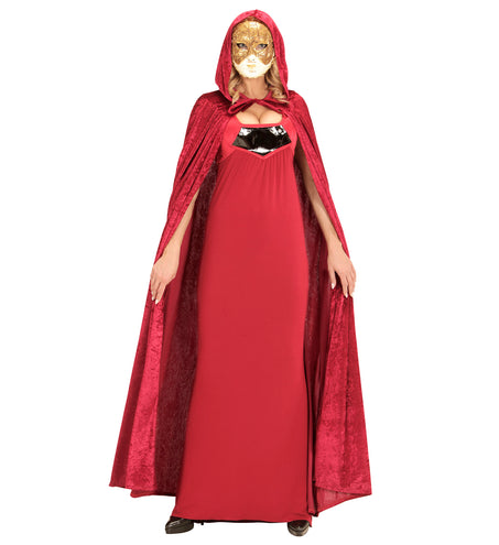 e-carnavalskleding-SYK Cape rood / bordeaux met capuchon 150cm