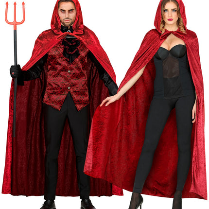 e-carnavalskleding-SYK Cape rood / bordeaux met capuchon 150cm