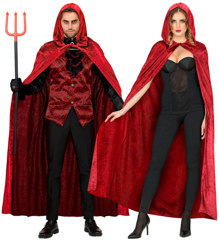 e-carnavalskleding-SYK Cape rood / bordeaux met capuchon 150cm