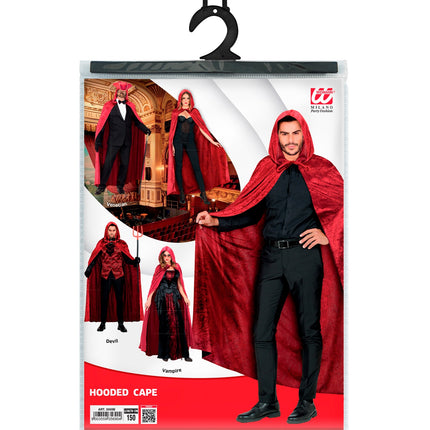 e-carnavalskleding-SYK Cape rood / bordeaux met capuchon 150cm
