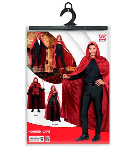 e-carnavalskleding-SYK Cape rood / bordeaux met capuchon 150cm