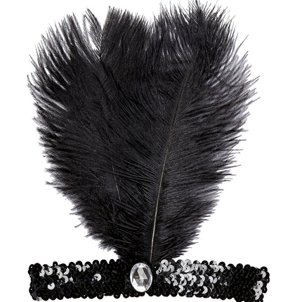 e-carnavalskleding-SYK Charleston hoofdband met marabou