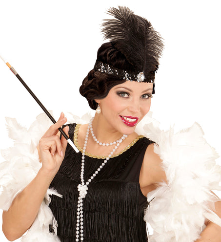 e-carnavalskleding-SYK Charleston hoofdband met marabou