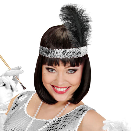 e-carnavalskleding-SYK Charleston hoofdband zilver pailletten