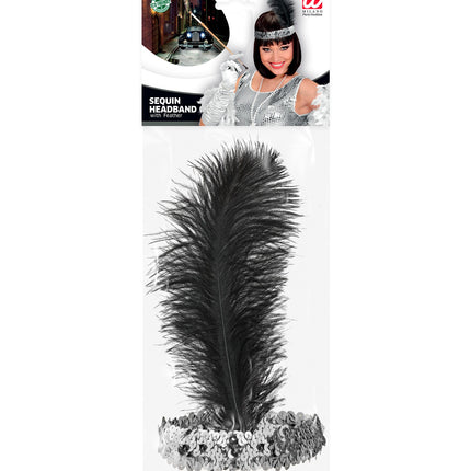 e-carnavalskleding-SYK Charleston hoofdband zilver pailletten