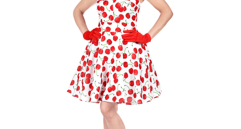 e-carnavalskleding-SYK Cherry white jaren 50 jurk