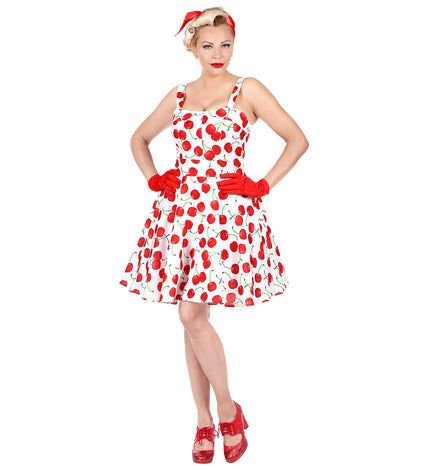 e-carnavalskleding-SYK Cherry white jaren 50 jurk