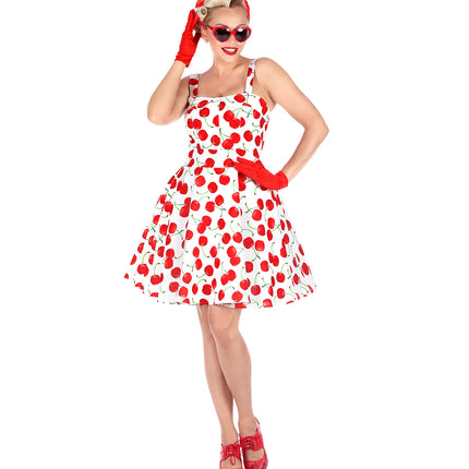 e-carnavalskleding-SYK Cherry white jaren 50 jurk