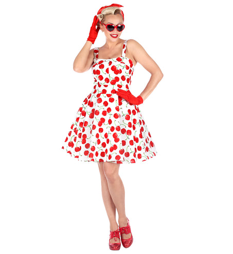 e-carnavalskleding-SYK Cherry white jaren 50 jurk