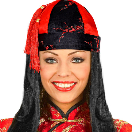 e-carnavalskleding-SYK Chinese hoed rood
