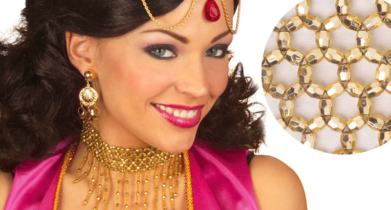 e-carnavalskleding-SYK Choker ketting met parels goud