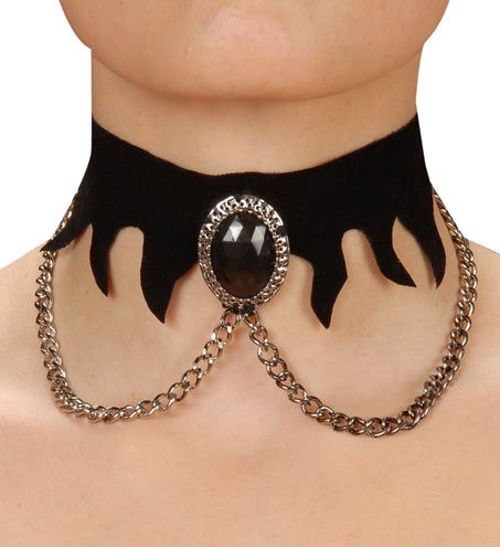 e-carnavalskleding-SYK Choker zwarte edelsteen gothic