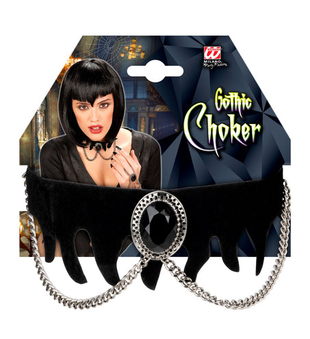 e-carnavalskleding-SYK Choker zwarte edelsteen gothic