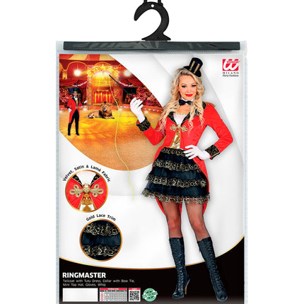 e-carnavalskleding-SYK Circusartieste dompteuse rood luxe