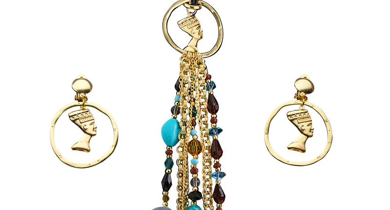 e-carnavalskleding-SYK Cleopatra ketting met oorbellen Egypte