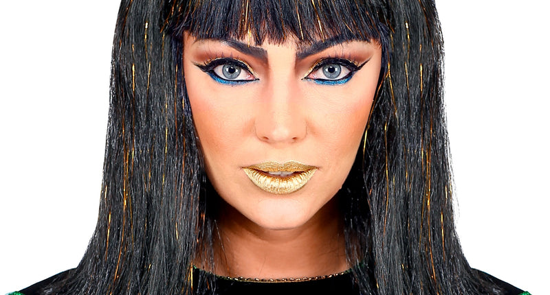 e-carnavalskleding-SYK Cleopatra pruik met klatergoud