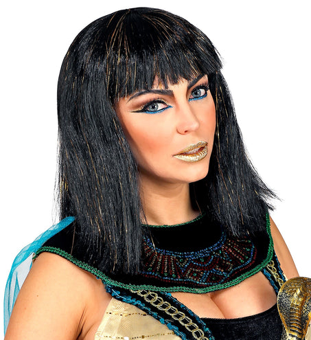 e-carnavalskleding-SYK Cleopatra pruik met klatergoud