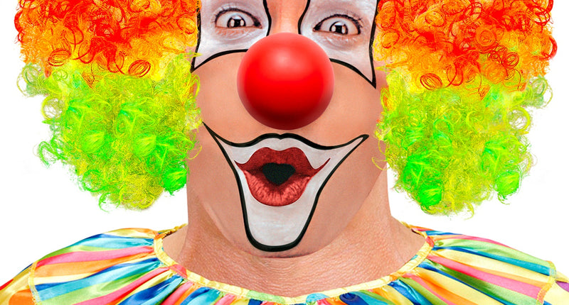 e-carnavalskleding-SYK Clown pruik kaal hoofd kleurrijk