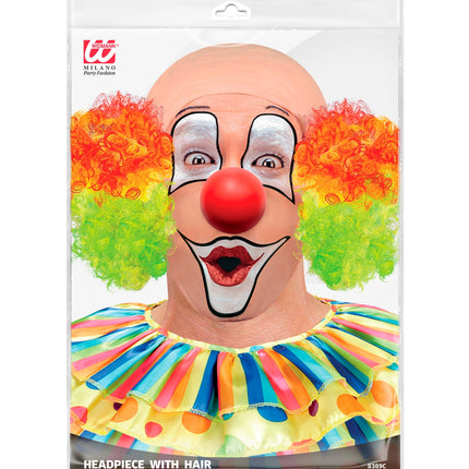 e-carnavalskleding-SYK Clown pruik kaal hoofd kleurrijk