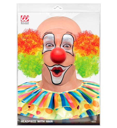 e-carnavalskleding-SYK Clown pruik kaal hoofd kleurrijk