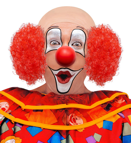 e-carnavalskleding-SYK Clown pruik kaal met krul en rode neus