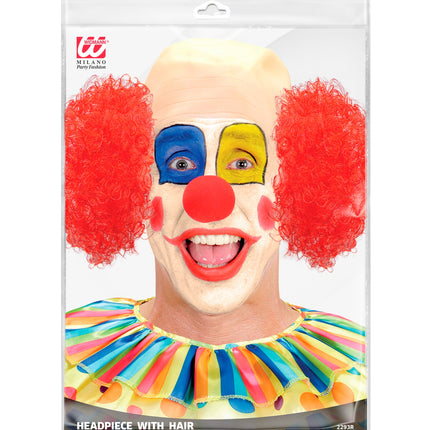 e-carnavalskleding-SYK Clown pruik kaal met krul en rode neus