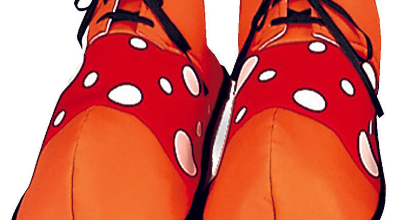 e-carnavalskleding-SYK Clown schoenen oranje met rood en witte bollen