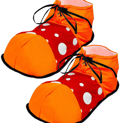 e-carnavalskleding-SYK Clown schoenen oranje met rood en witte bollen