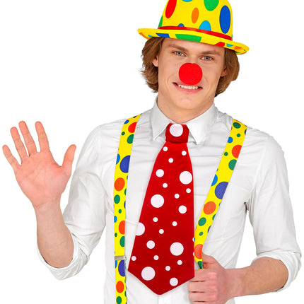 e-carnavalskleding-SYK Clown stropdas rood met witte bollen