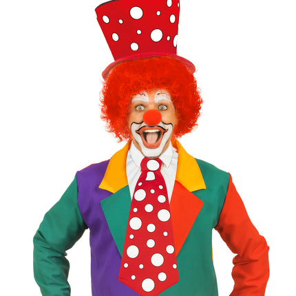 e-carnavalskleding-SYK Clown stropdas rood met witte bollen